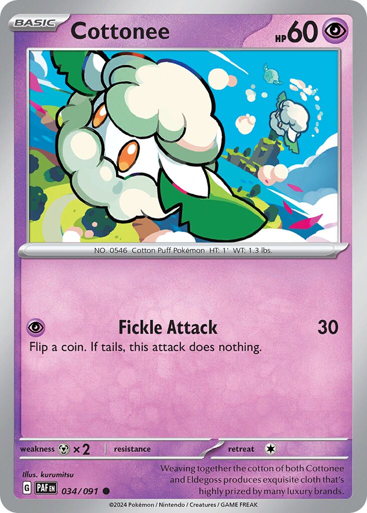 Cottonee 034/91 — Paldean Fates (English Pokémon TCG card)