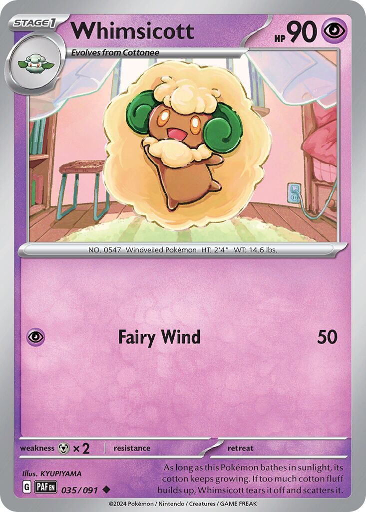 Whimsicott 035/91 — Paldean Fates (English Pokémon TCG card)