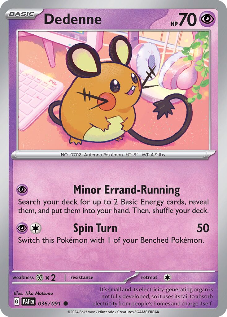 Dedenne 036/91 — Paldean Fates (English Pokémon TCG card)