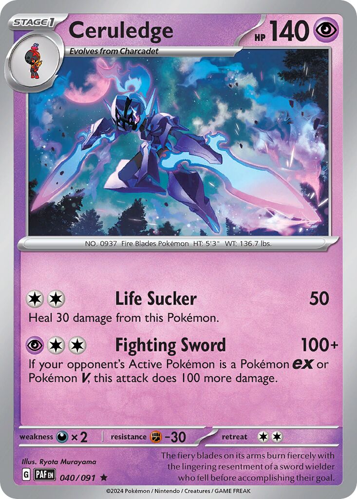 Ceruledge 040/91 — Paldean Fates (English Pokémon TCG card)