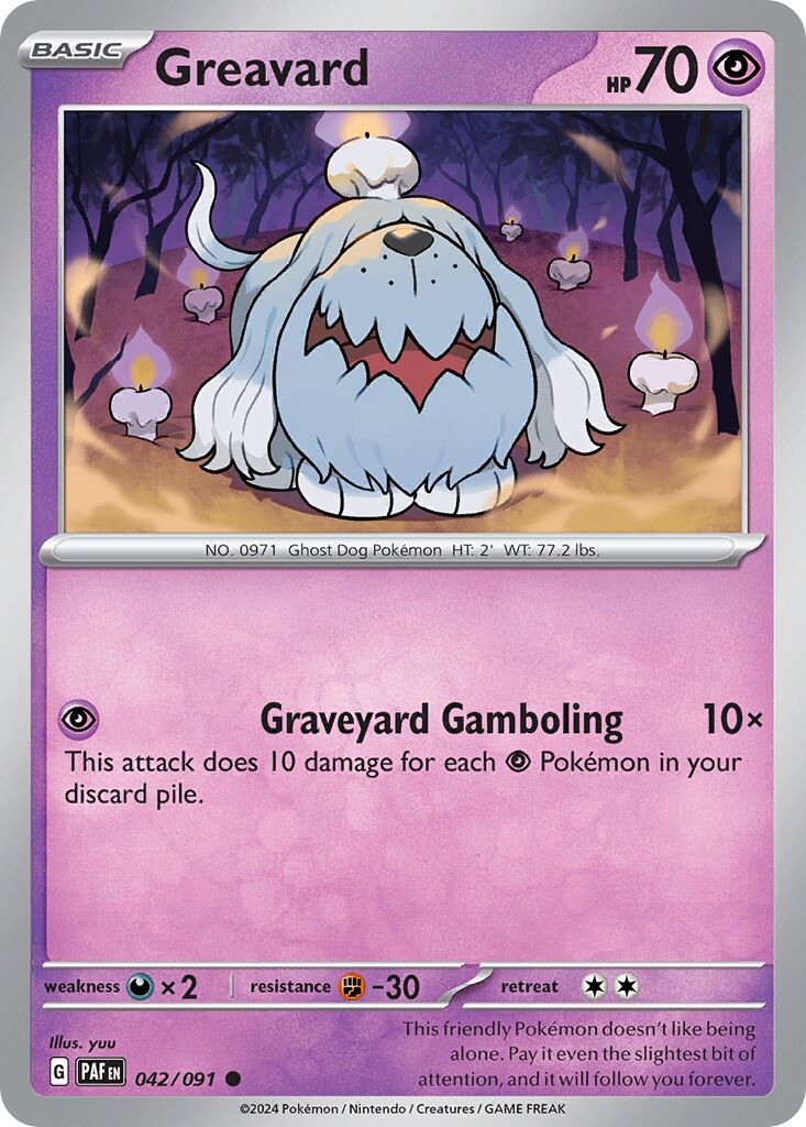 Greavard 042/91 — Paldean Fates (English Pokémon TCG card)