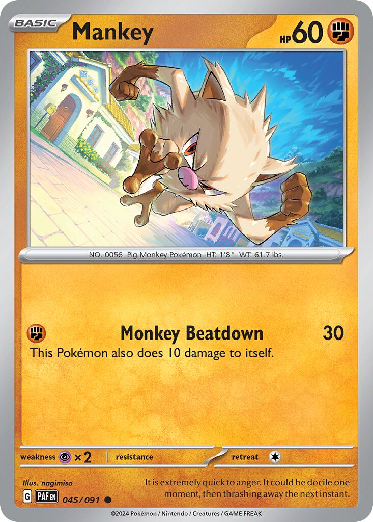 Mankey 045/91 — Paldean Fates (English Pokémon TCG card)