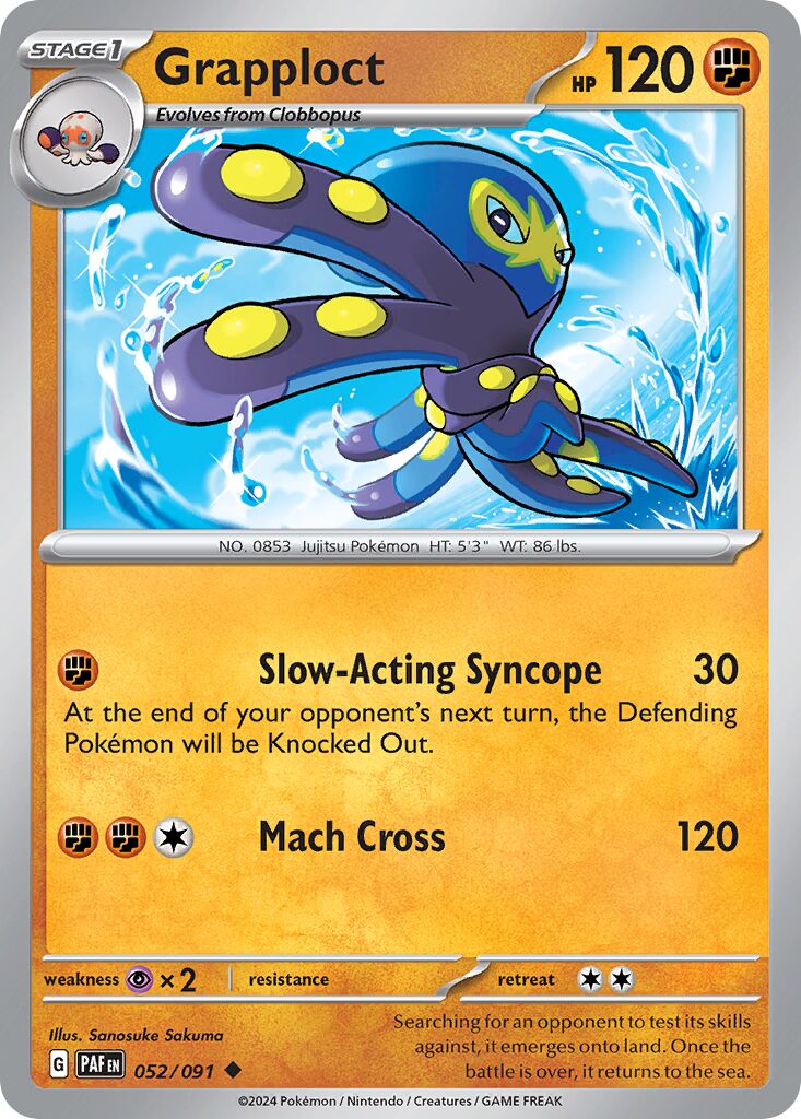 Grapploct 052/91 — Paldean Fates (English Pokémon TCG card)