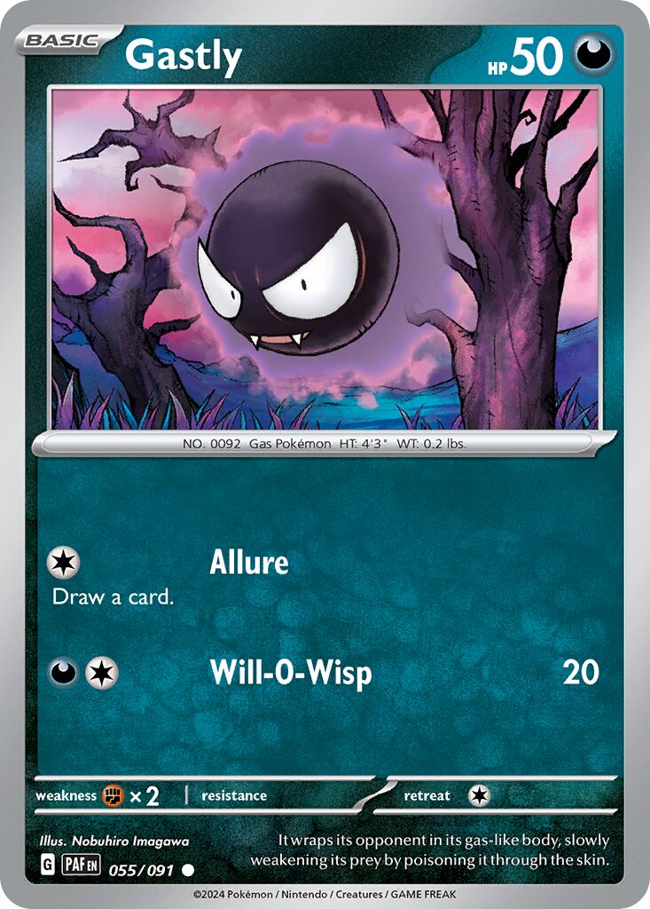 Gastly 055/91 — Paldean Fates (English Pokémon TCG card)