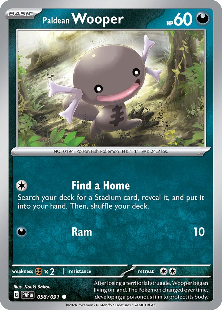 Paldean Wooper 058/91 — Paldean Fates (English Pokémon TCG card)