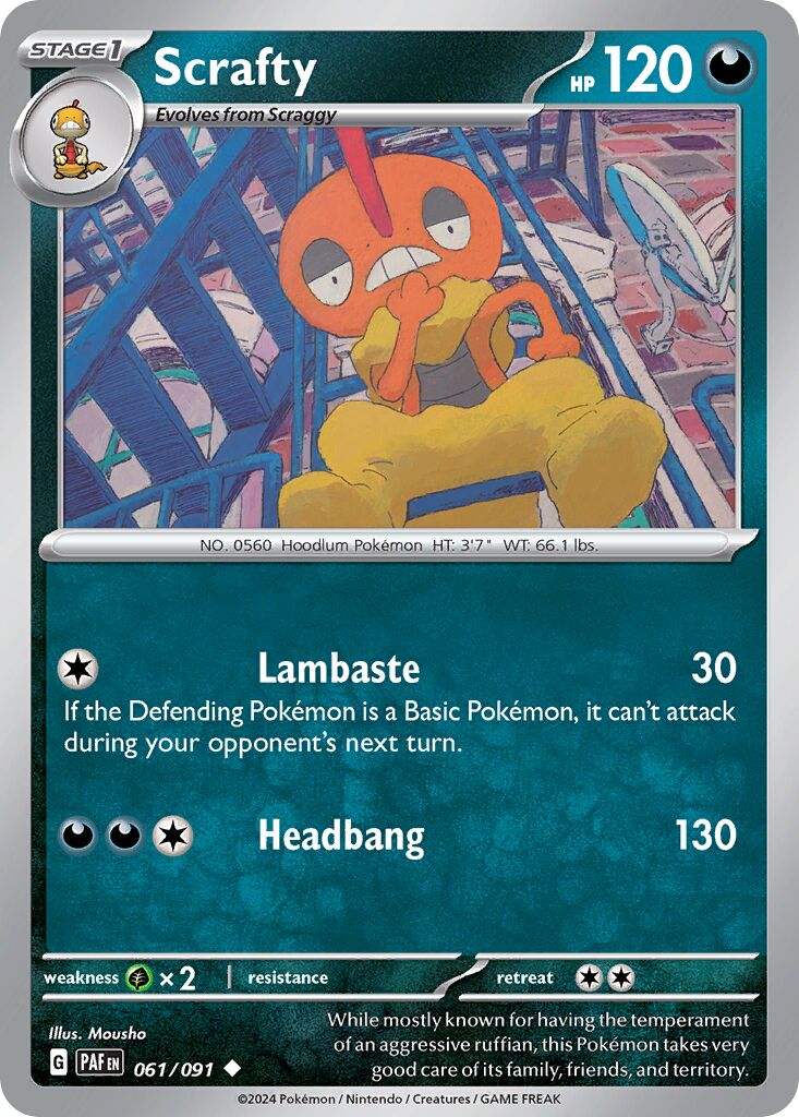 Scrafty 061/91 — Paldean Fates (English Pokémon TCG card)