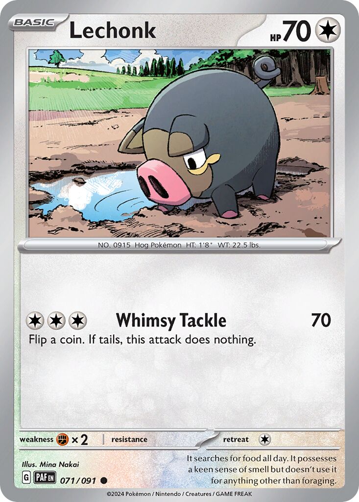 Lechonk 071/91 — Paldean Fates (English Pokémon TCG card)