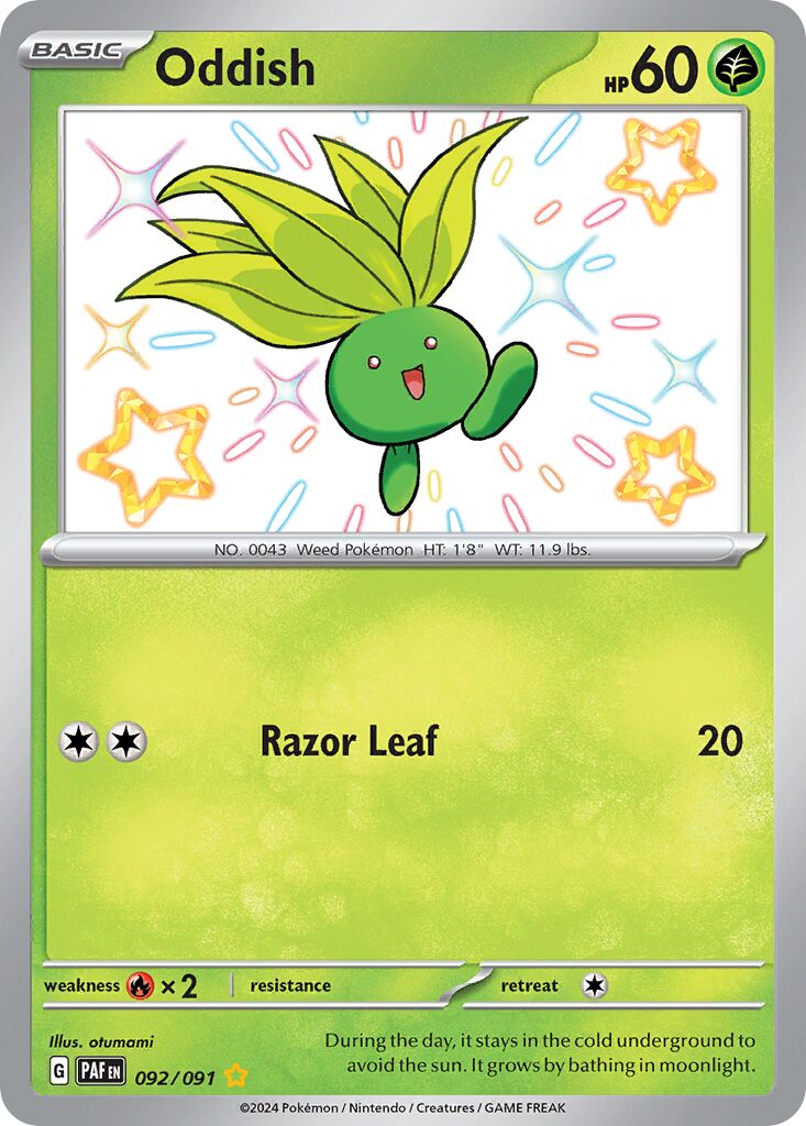 Oddish 092/91 — Paldean Fates (English Pokémon TCG card)