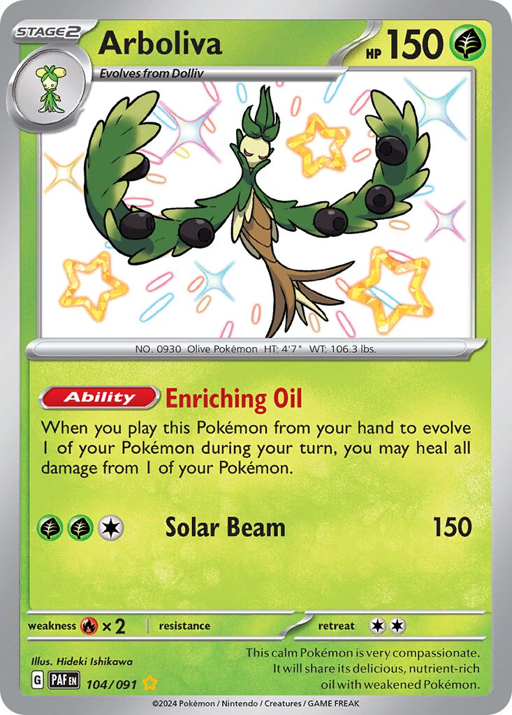 Arboliva 104/91 — Paldean Fates (English Pokémon TCG card)