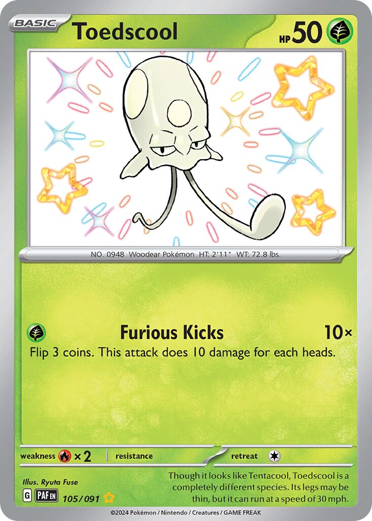 Toedscool 105/91 — Paldean Fates (English Pokémon TCG card)