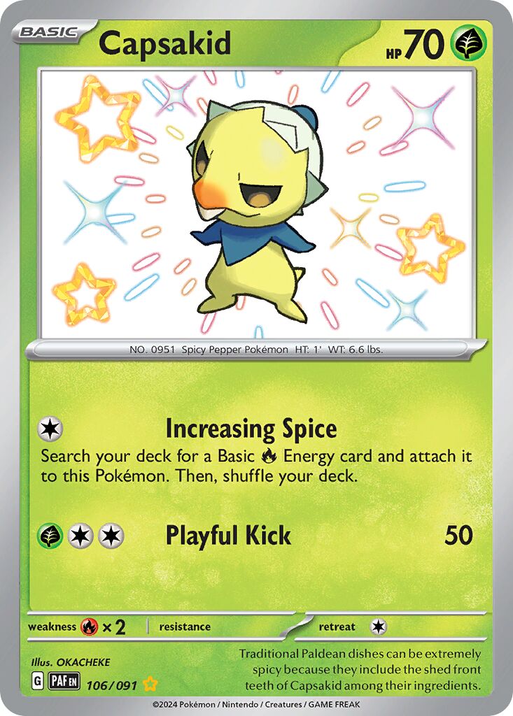 Capsakid 106/91 — Paldean Fates (English Pokémon TCG card)
