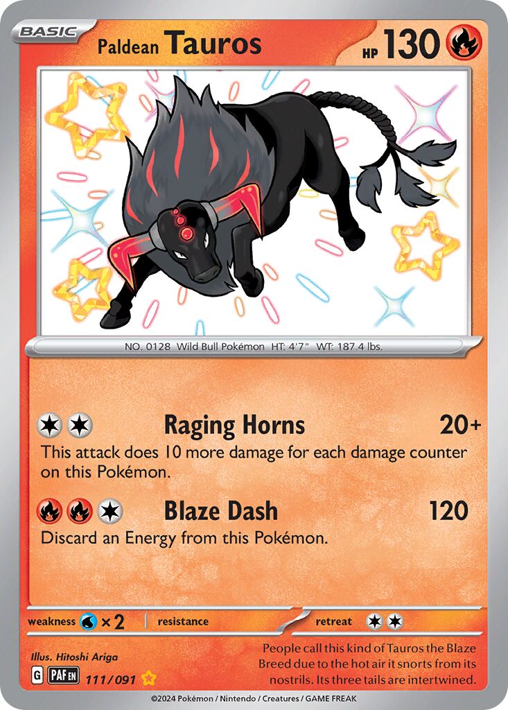 Paldean Tauros 111/91 — Paldean Fates (English Pokémon TCG card)