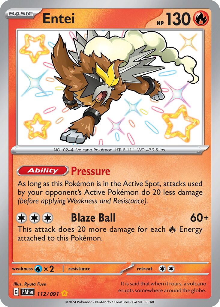 Entei 112/91 — Paldean Fates (English Pokémon TCG card)