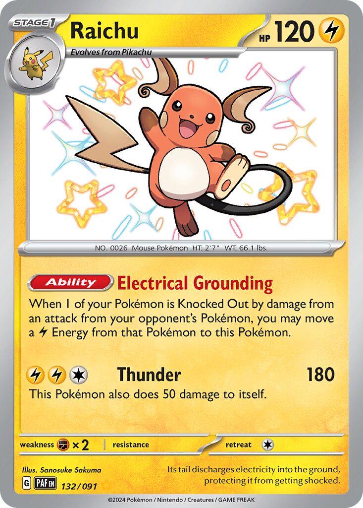 Raichu 132/91 — Paldean Fates (English Pokémon TCG card)