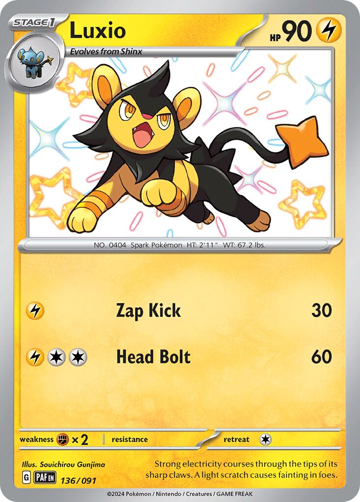 Luxio 136/91 — Paldean Fates (English Pokémon TCG card)