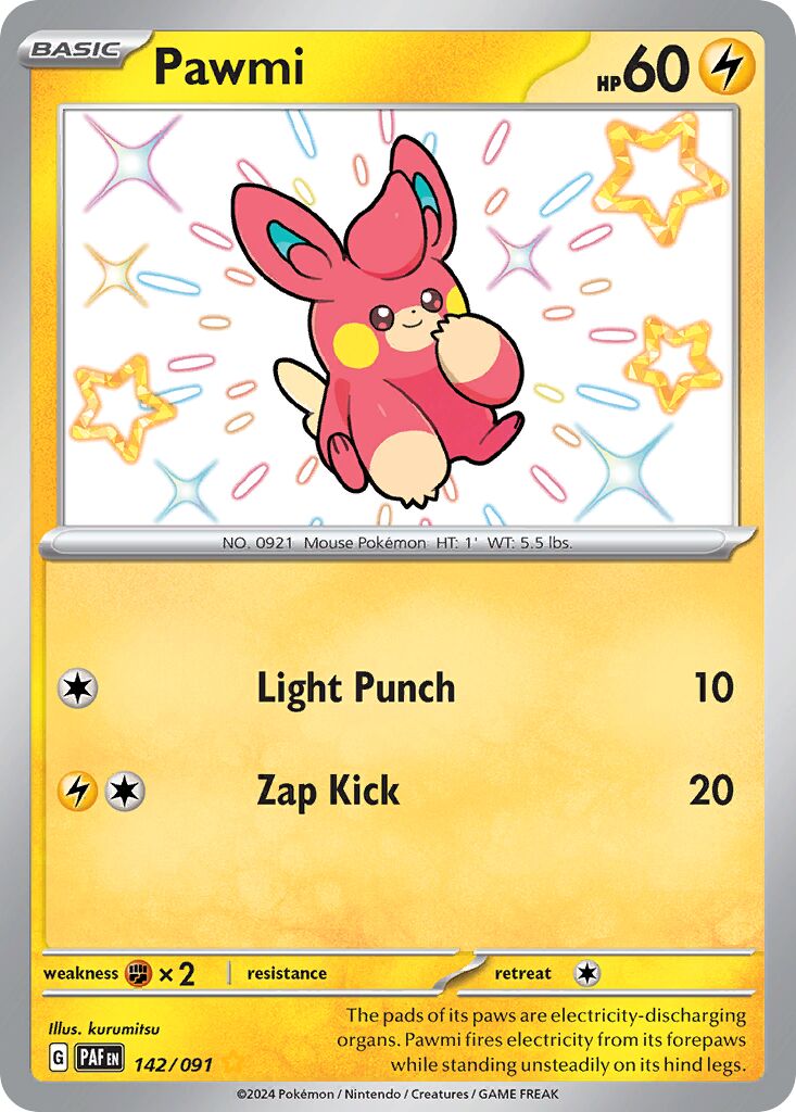 Pawmi 142/91 — Paldean Fates (English Pokémon TCG card)