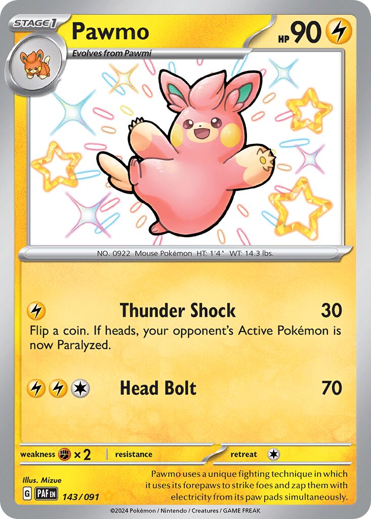 Pawmo 143/91 — Paldean Fates (English Pokémon TCG card)