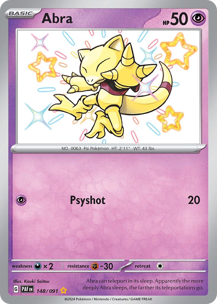 Abra 148/91 — Paldean Fates (English Pokémon TCG card)