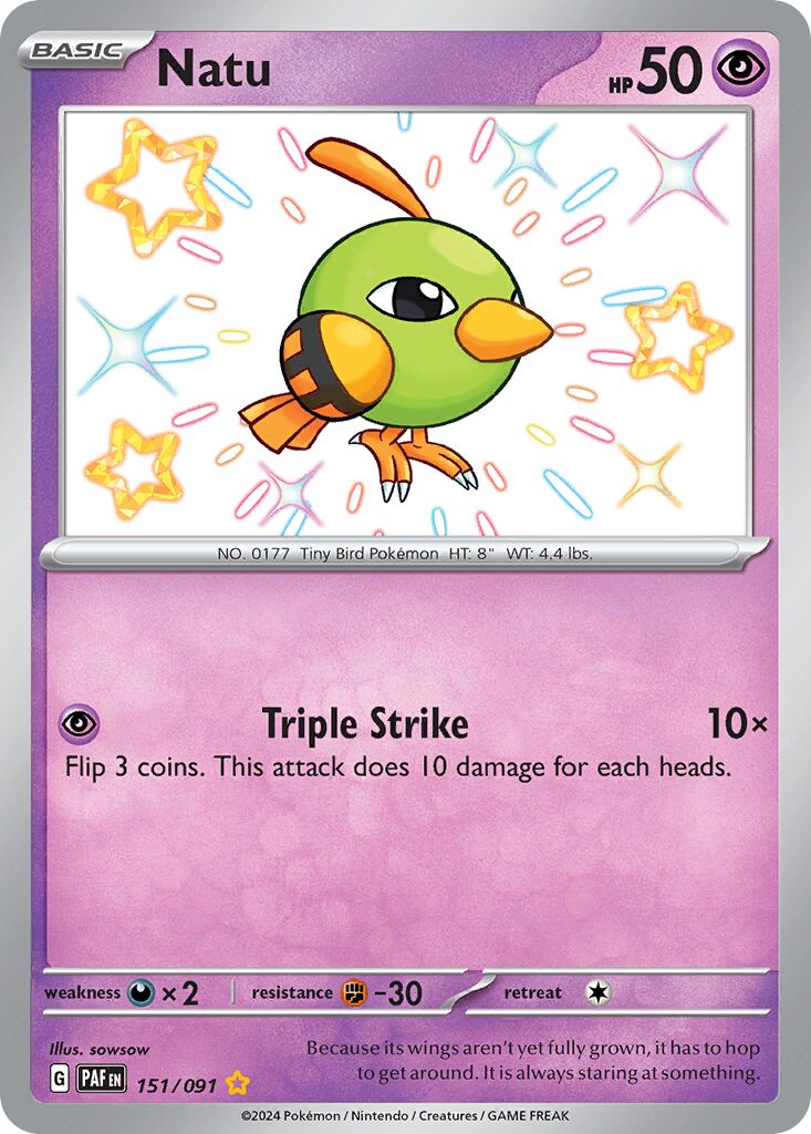 Natu 151/91 — Paldean Fates (English Pokémon TCG card)