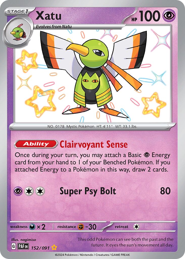 Xatu 152/91 — Paldean Fates (English Pokémon TCG card)