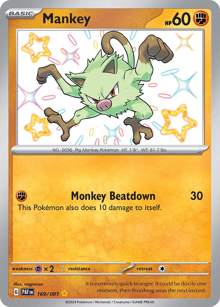 Mankey 169/91 — Paldean Fates (English Pokémon TCG card)