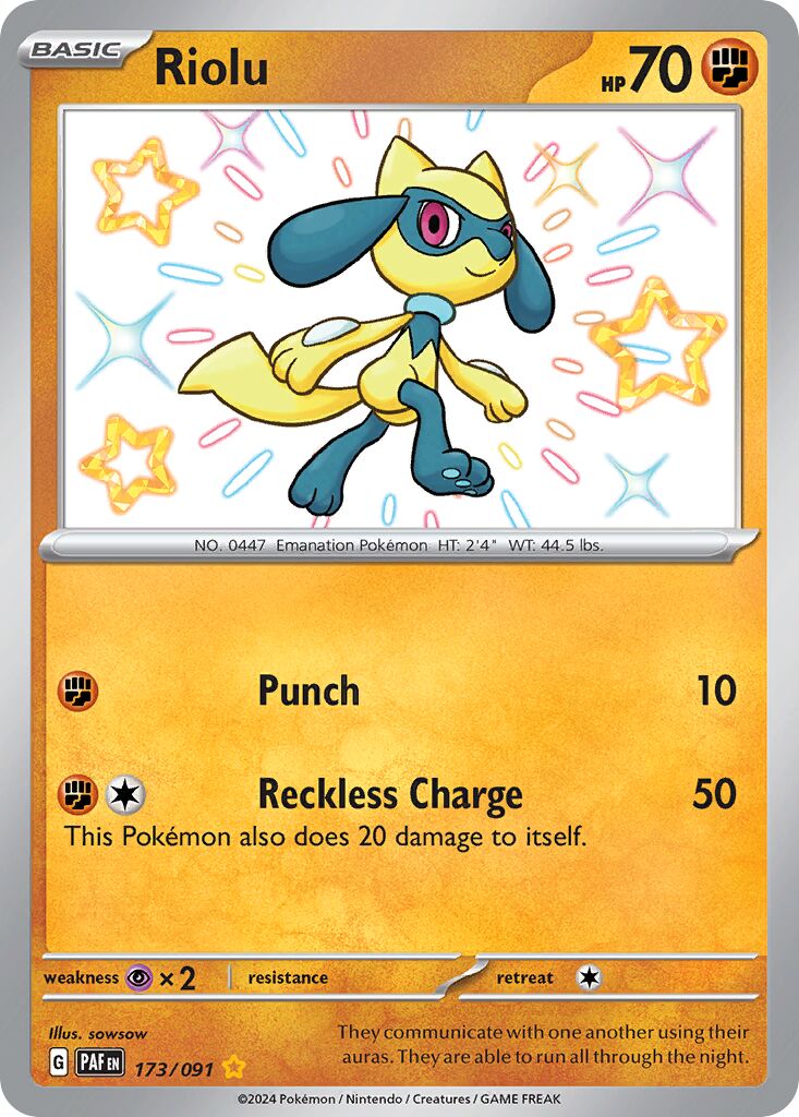 Riolu 173/91 — Paldean Fates (English Pokémon TCG card)