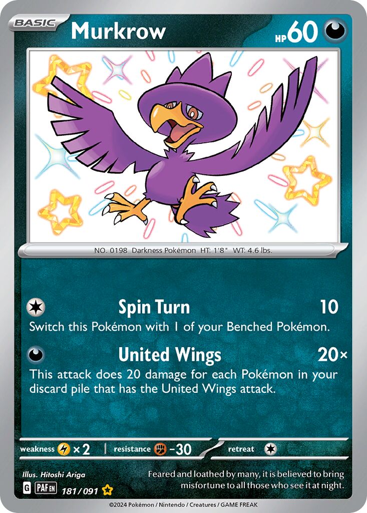 Murkrow 181/91 — Paldean Fates (English Pokémon TCG card)