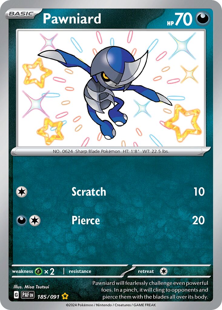 Pawniard 185/91 — Paldean Fates (English Pokémon TCG card)