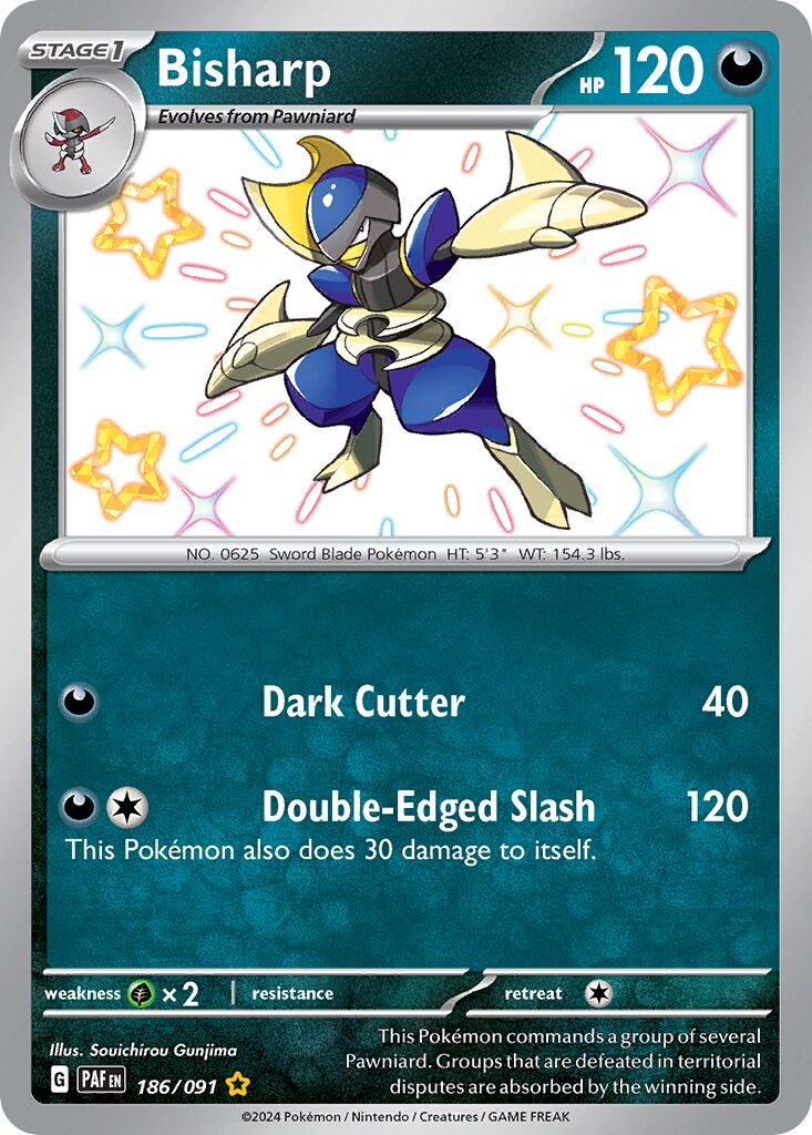 Bisharp 186/91 — Paldean Fates (English Pokémon TCG card)