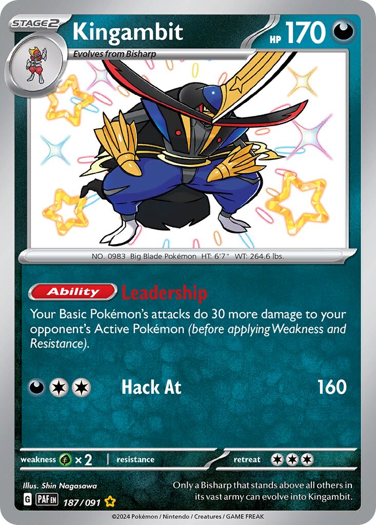 Kingambit 187/91 — Paldean Fates (English Pokémon TCG card)