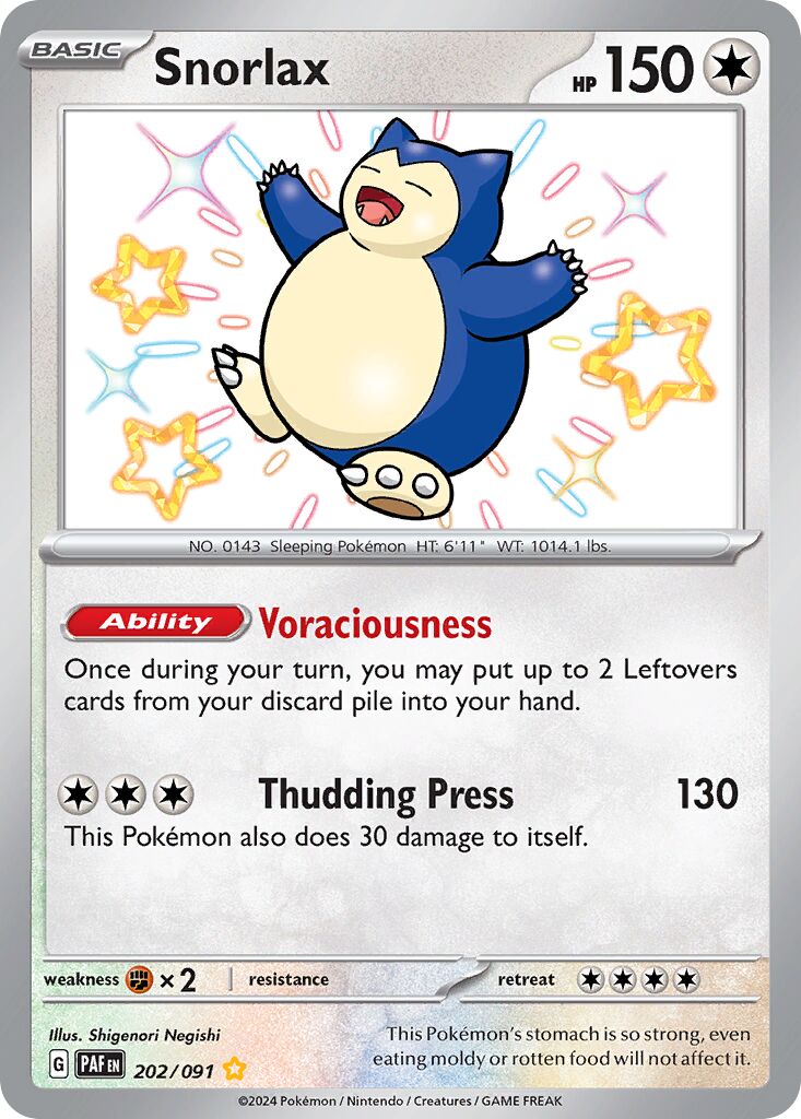 Snorlax 202/91 — Paldean Fates (English Pokémon TCG card)