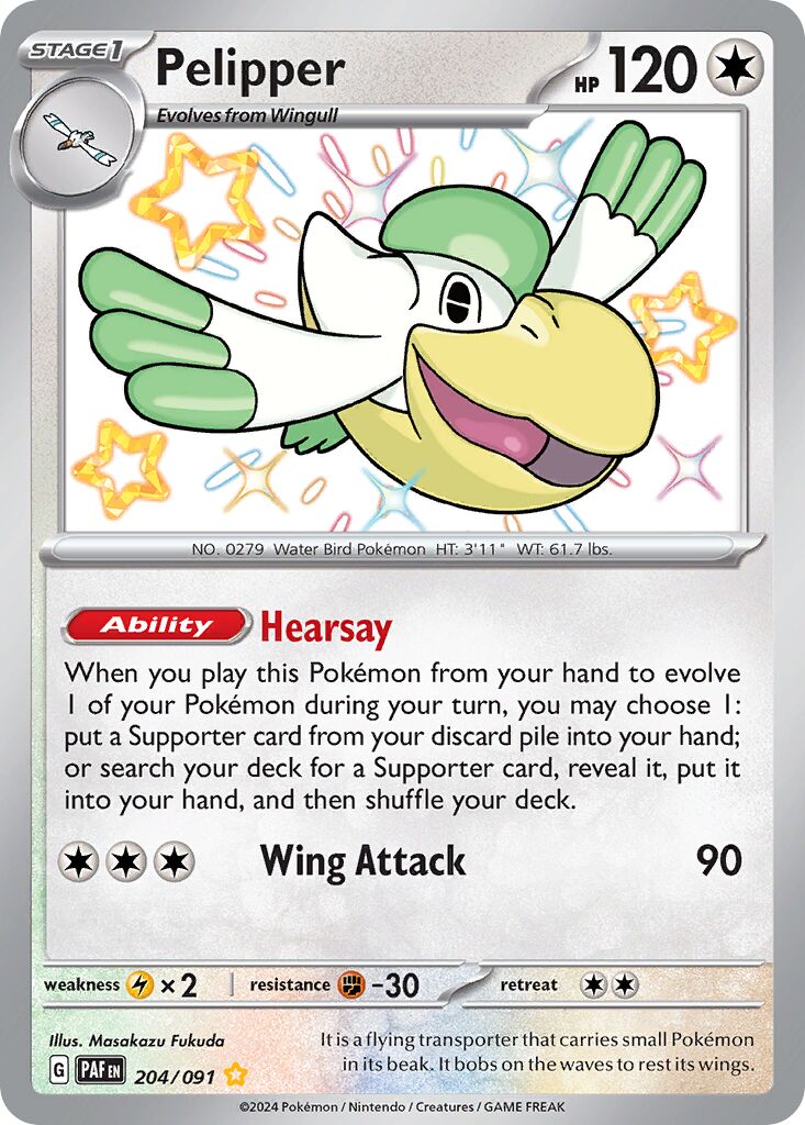 Pelipper 204/91 — Paldean Fates (English Pokémon TCG card)