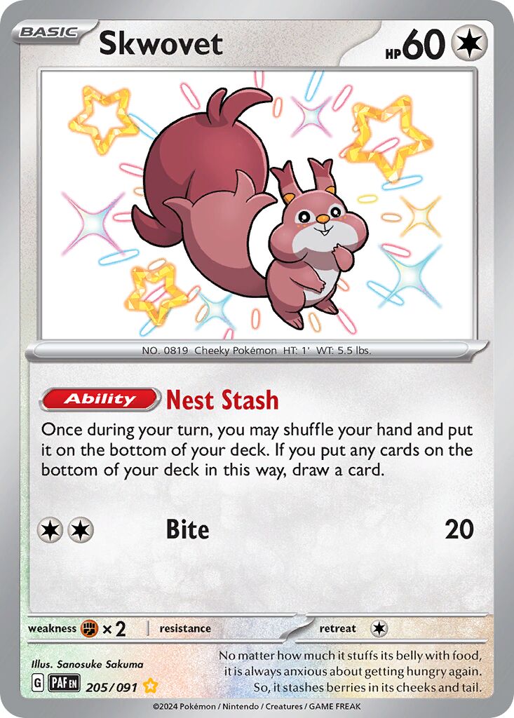 Skwovet 205/91 — Paldean Fates (English Pokémon TCG card)