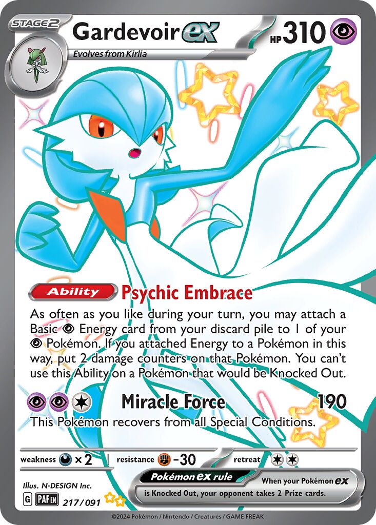 Gardevoir ex 217/91 — Paldean Fates (English Pokémon TCG card)