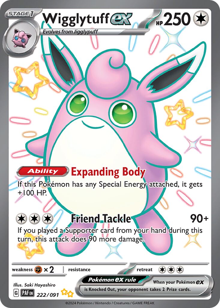 Wigglytuff ex 222/91 — Paldean Fates (English Pokémon TCG card)