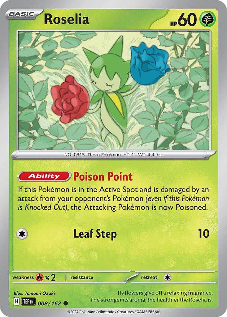 Roselia 008/162 — Temporal Forces (English Pokémon TCG card)