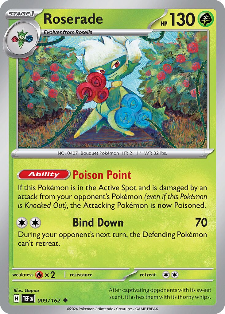 Roserade 009/162 — Temporal Forces (English Pokémon TCG card)