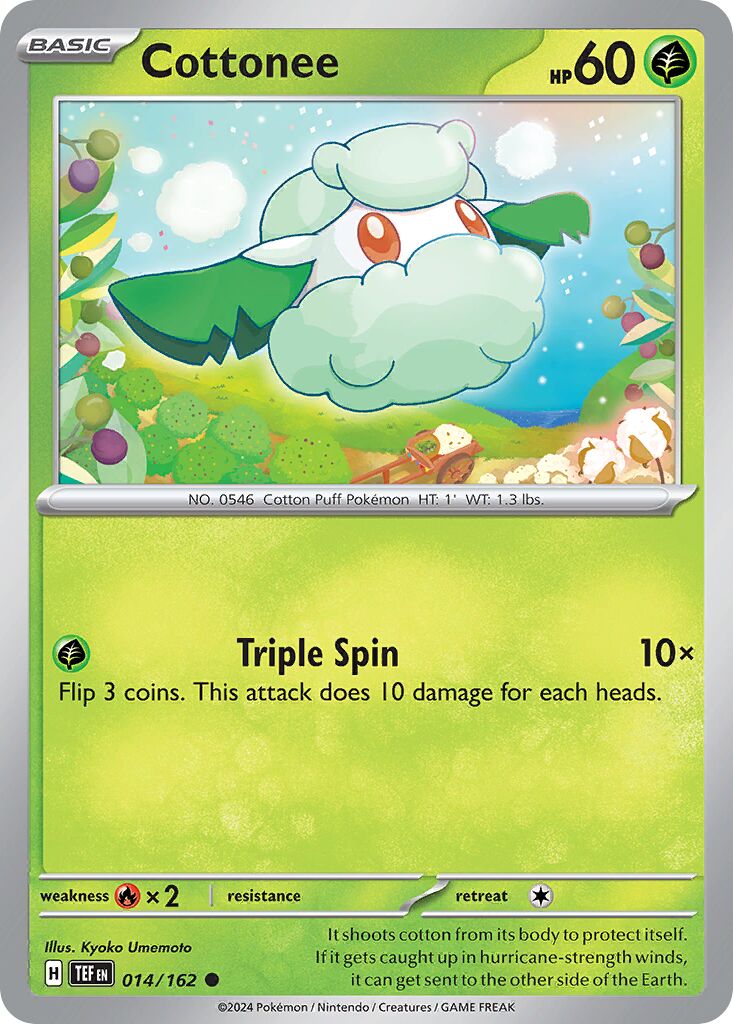 Cottonee 014/162 — Temporal Forces (English Pokémon TCG card)