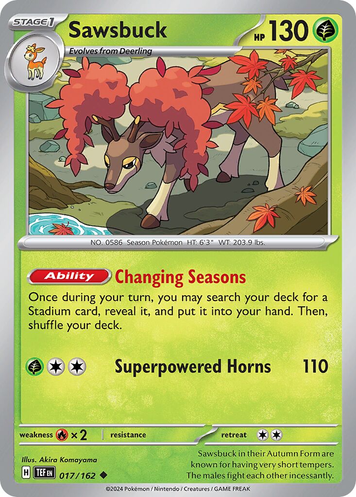 Sawsbuck 017/162 — Temporal Forces (English Pokémon TCG card)