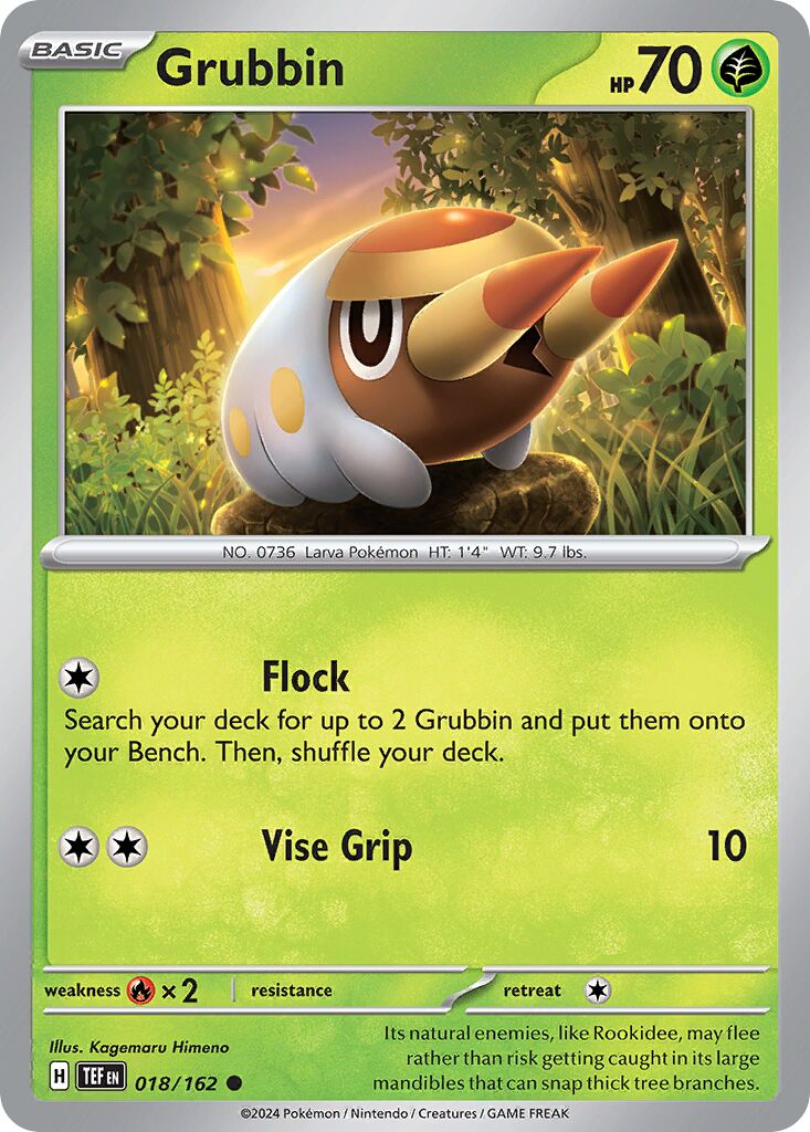 Grubbin 018/162 — Temporal Forces (English Pokémon TCG card)