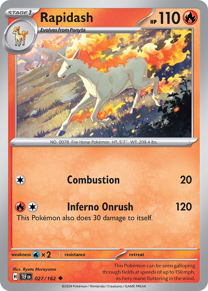 Rapidash 027/162 — Temporal Forces (English Pokémon TCG card)