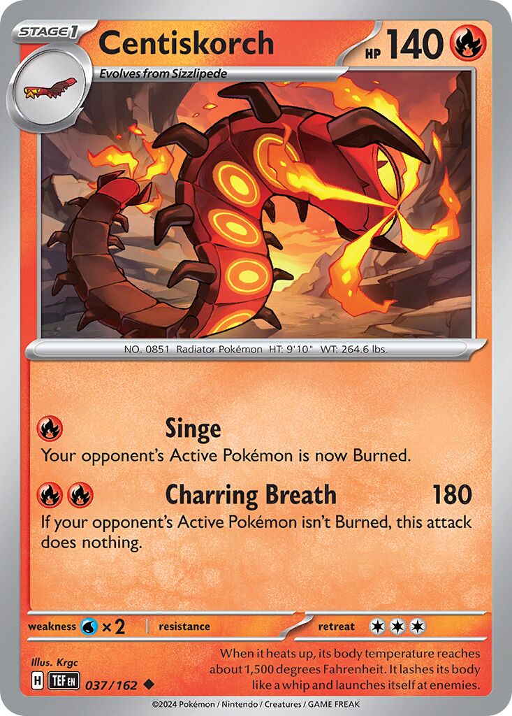 Centiskorch 037/162 — Temporal Forces (English Pokémon TCG card)
