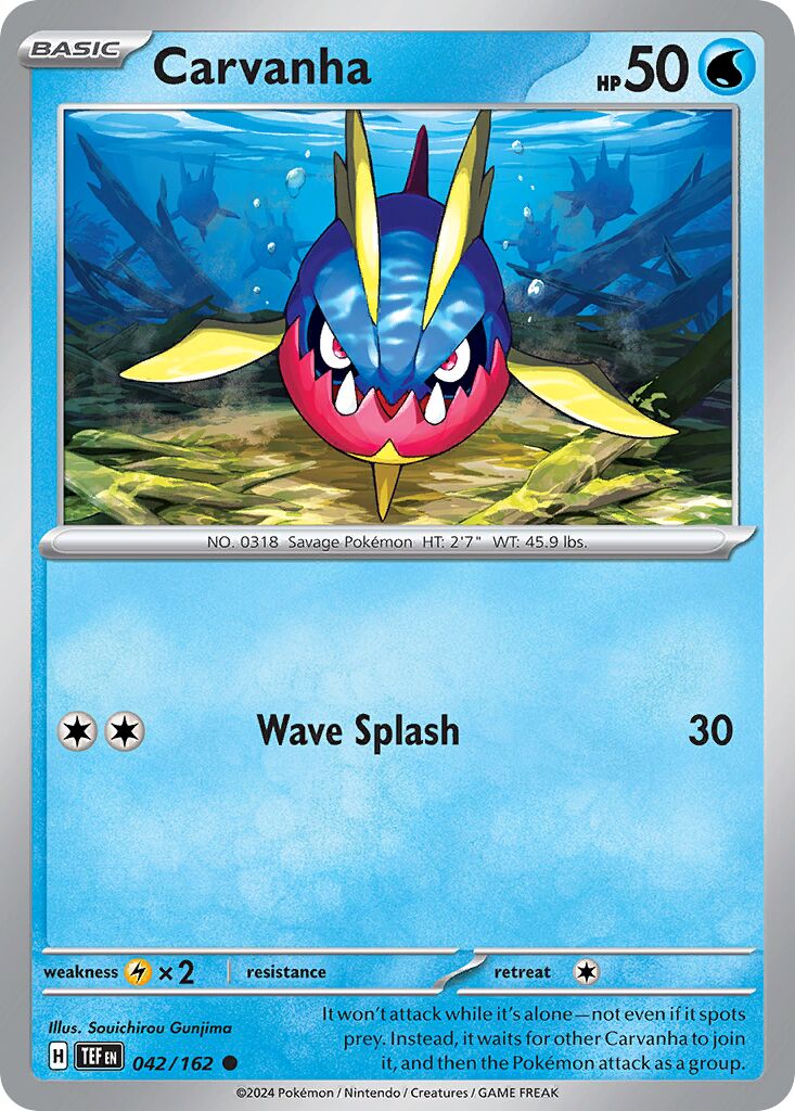 Carvanha 042/162 — Temporal Forces (English Pokémon TCG card)