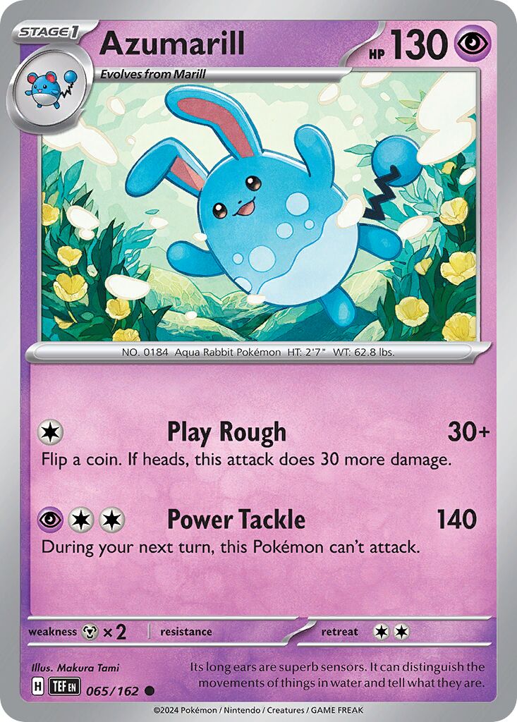 Azumarill 065/162 — Temporal Forces (English Pokémon TCG card)