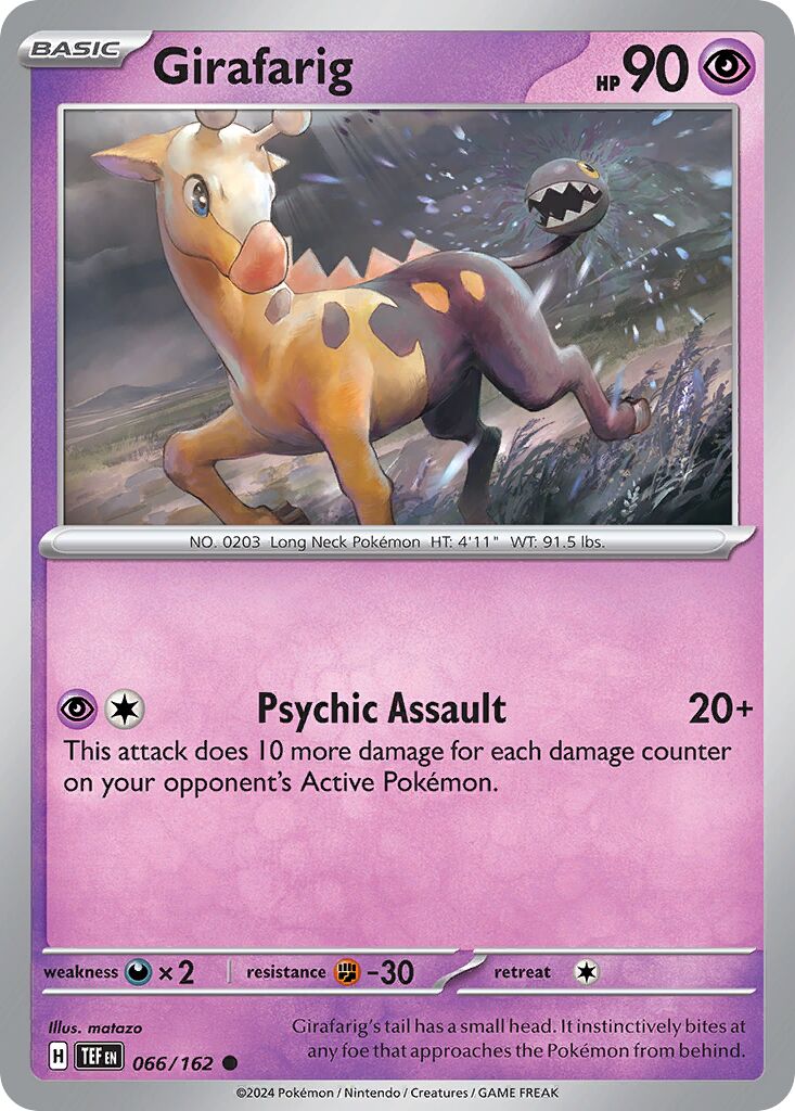 Girafarig 066/162 — Temporal Forces (English Pokémon TCG card)