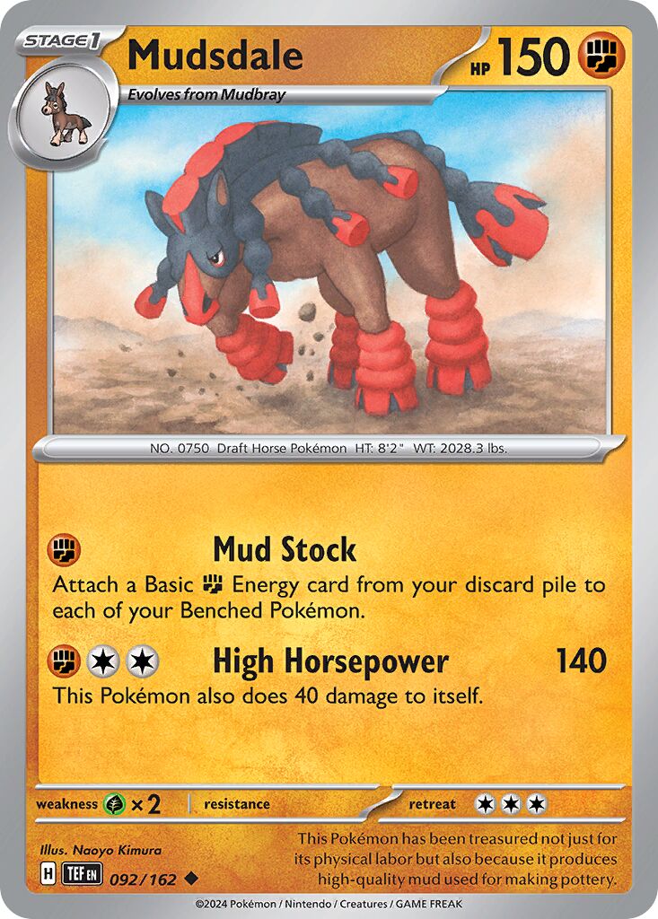 Mudsdale 092/162 — Temporal Forces (English Pokémon TCG card)