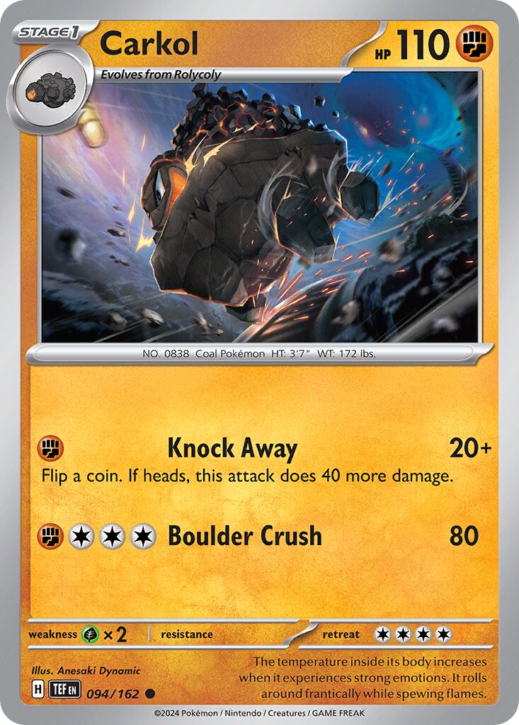 Carkol 094/162 — Temporal Forces (English Pokémon TCG card)
