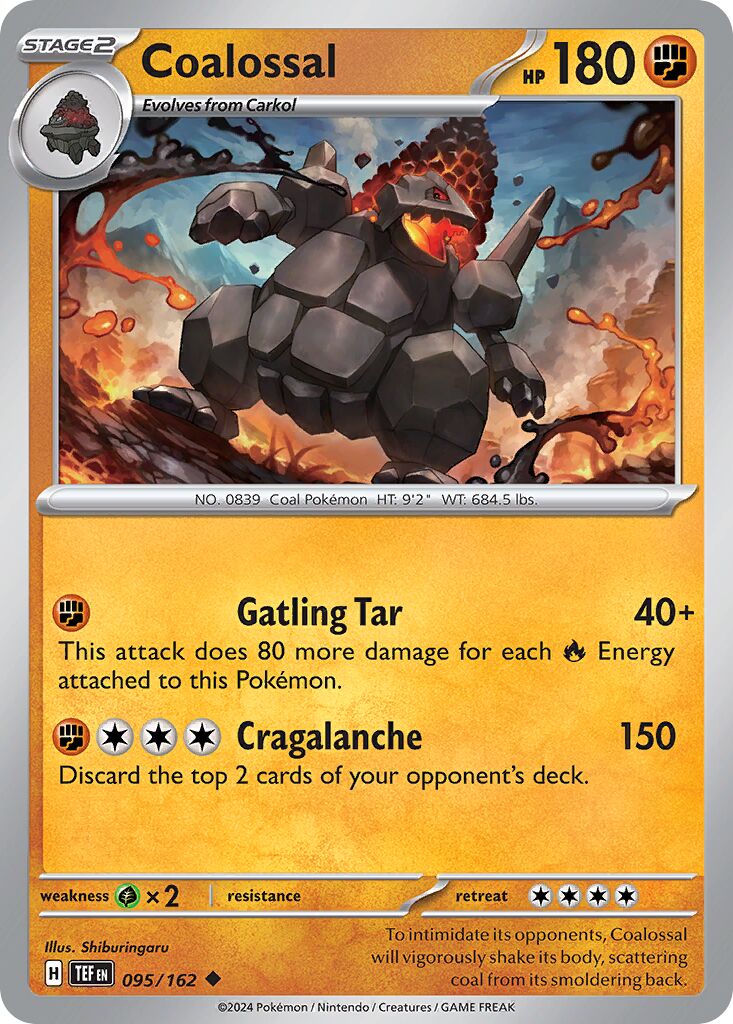 Coalossal 095/162 — Temporal Forces (English Pokémon TCG card)