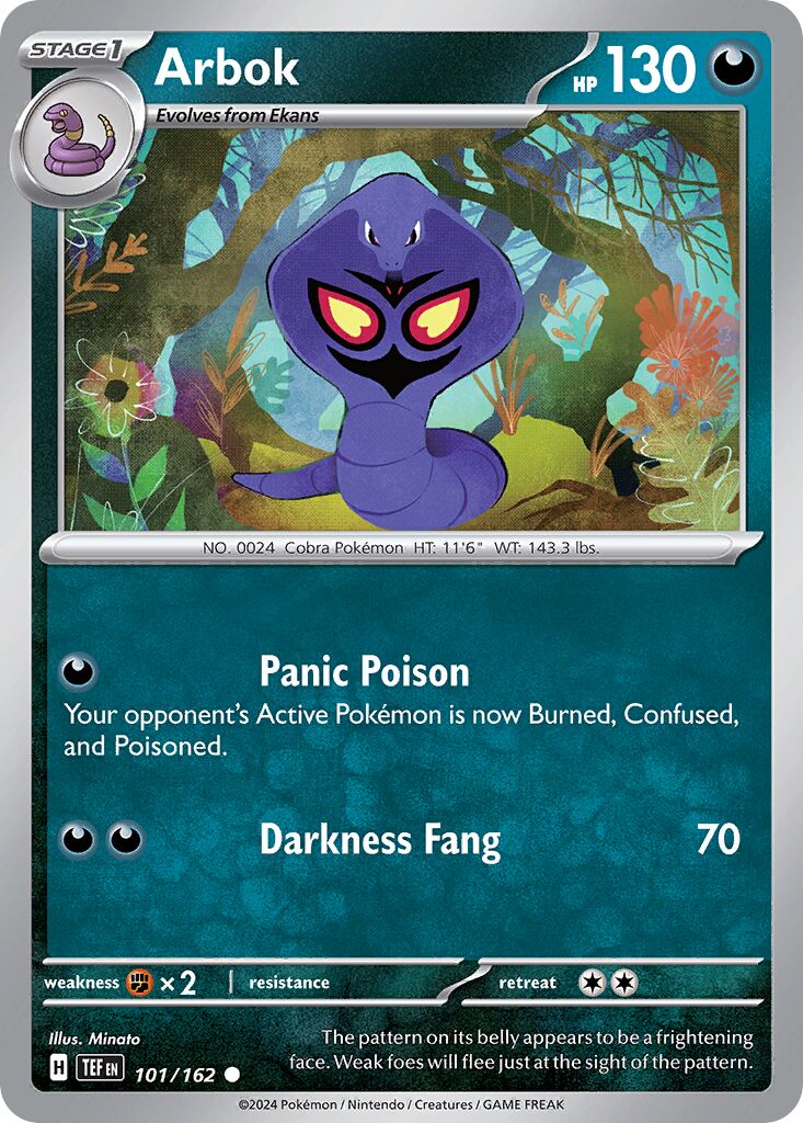 Arbok 101/162 — Temporal Forces (English Pokémon TCG card)