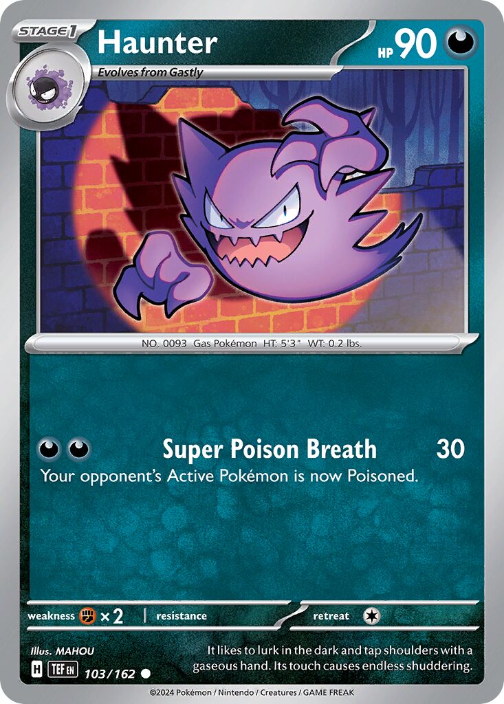 Haunter 103/162 — Temporal Forces (English Pokémon TCG card)